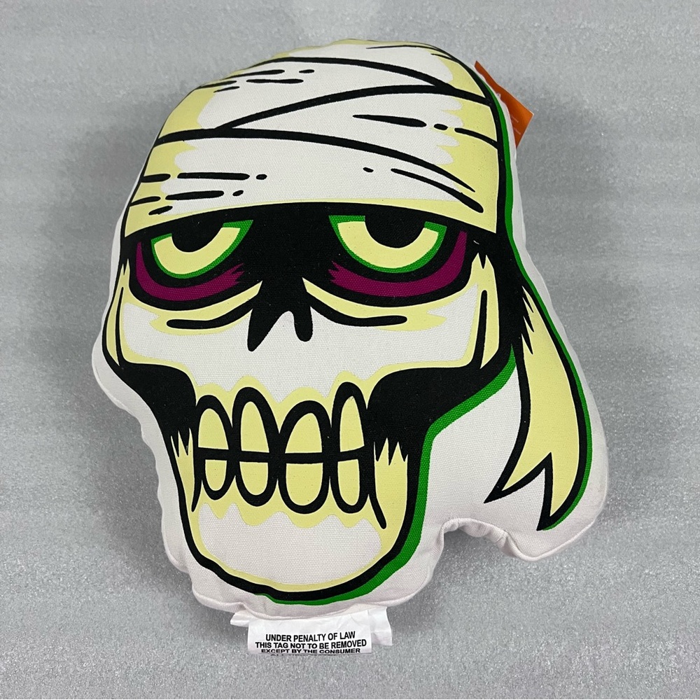Halloween Mummy Throw Pillow Glow In the Dark 14” Inch Hyde And Eek New